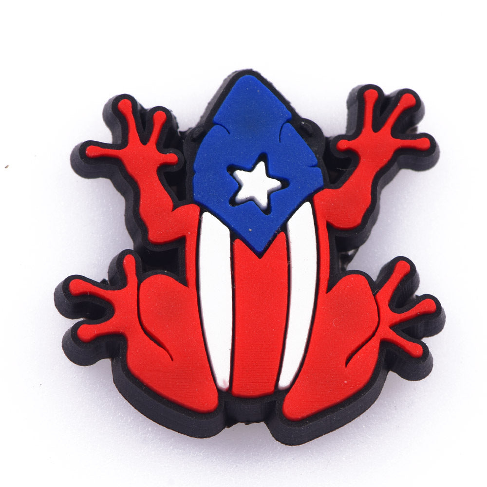 Wholesale 100PCS PVC DIY Hole Shoes Accessories Puerto Rico Flag Shoes Flowers