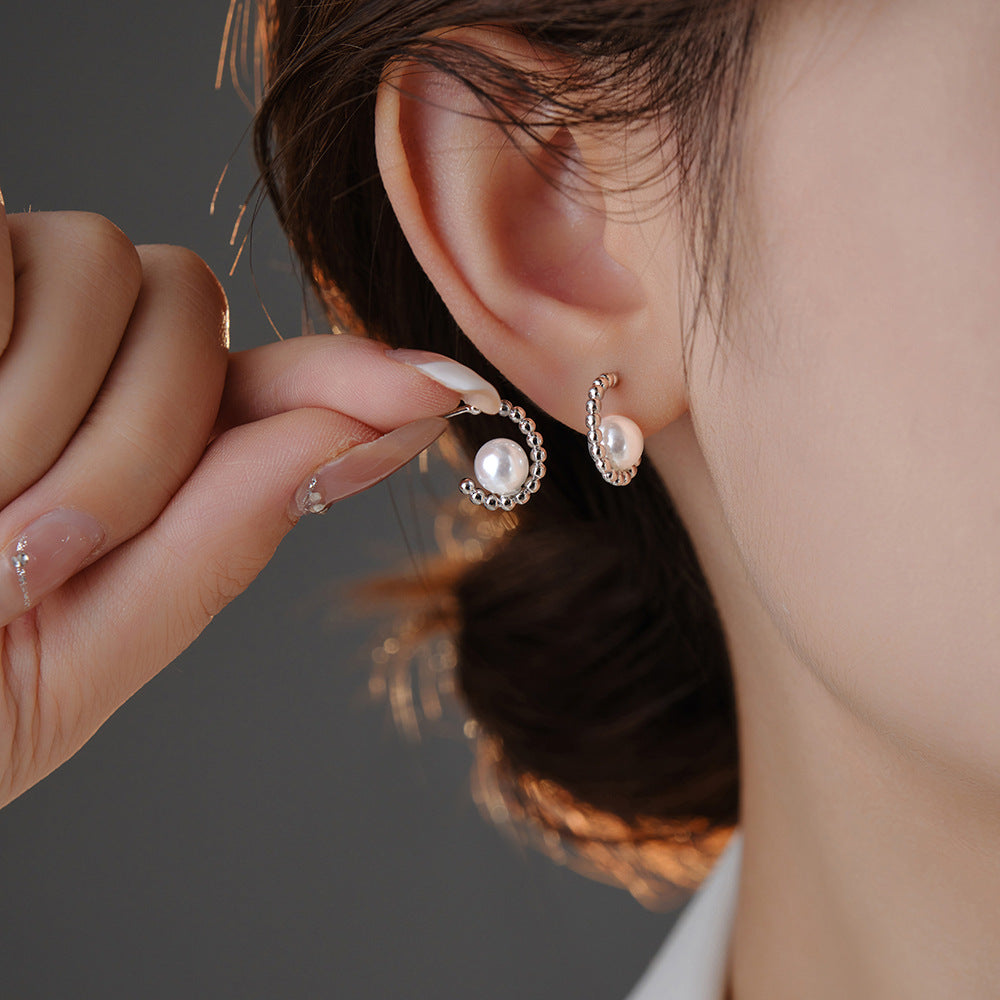 Wholesale Pearl Type C Copper Earrings