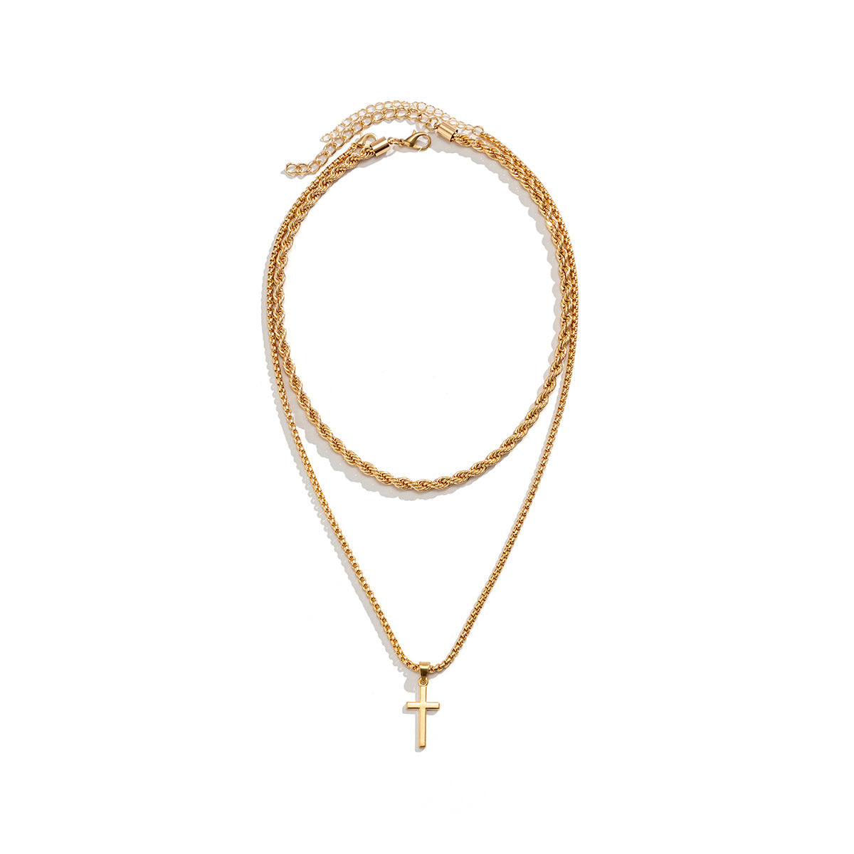 Wholesale Double Stacked Cross Alloy Necklace