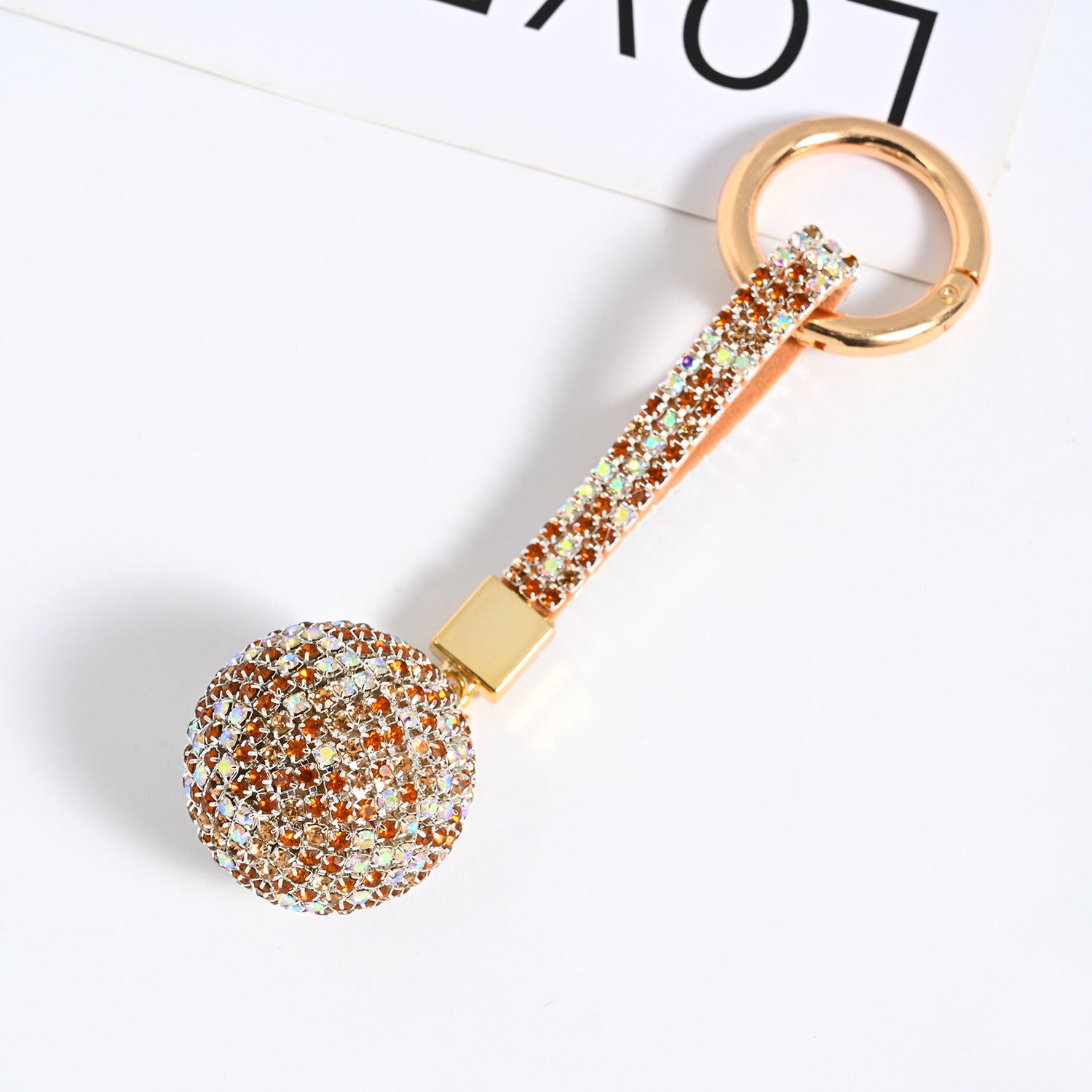 Wholesale PU Rhinestone Claw Chain Ball Keychain