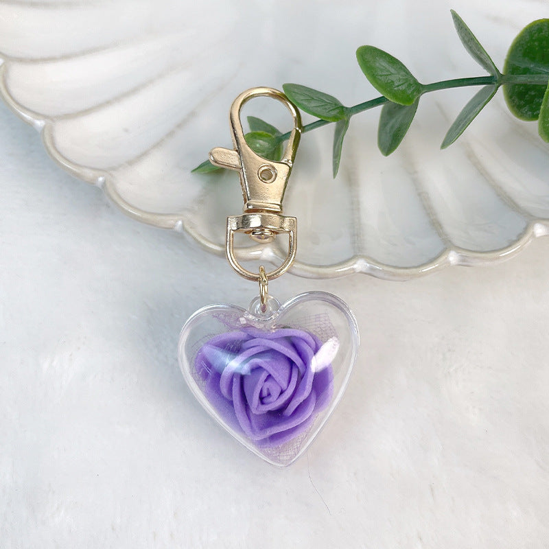 Wholesale Rose Preserved Flowers Acrylic Keychains