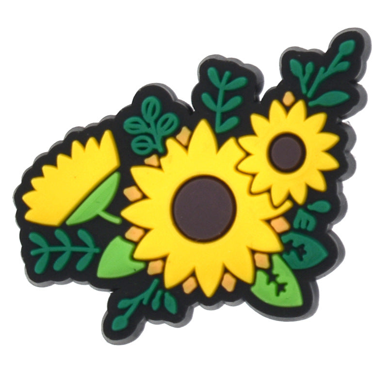 Wholesale 100PCS PVC Cartoon Sunflower Bee DIY Shoe Buckle