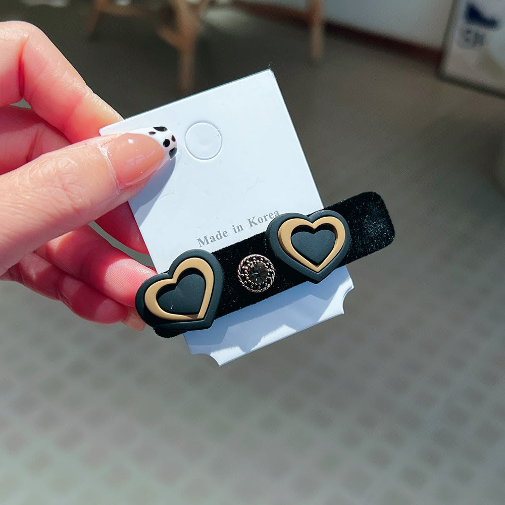 Wholesale Flocking Double Heart BB Hair Clips