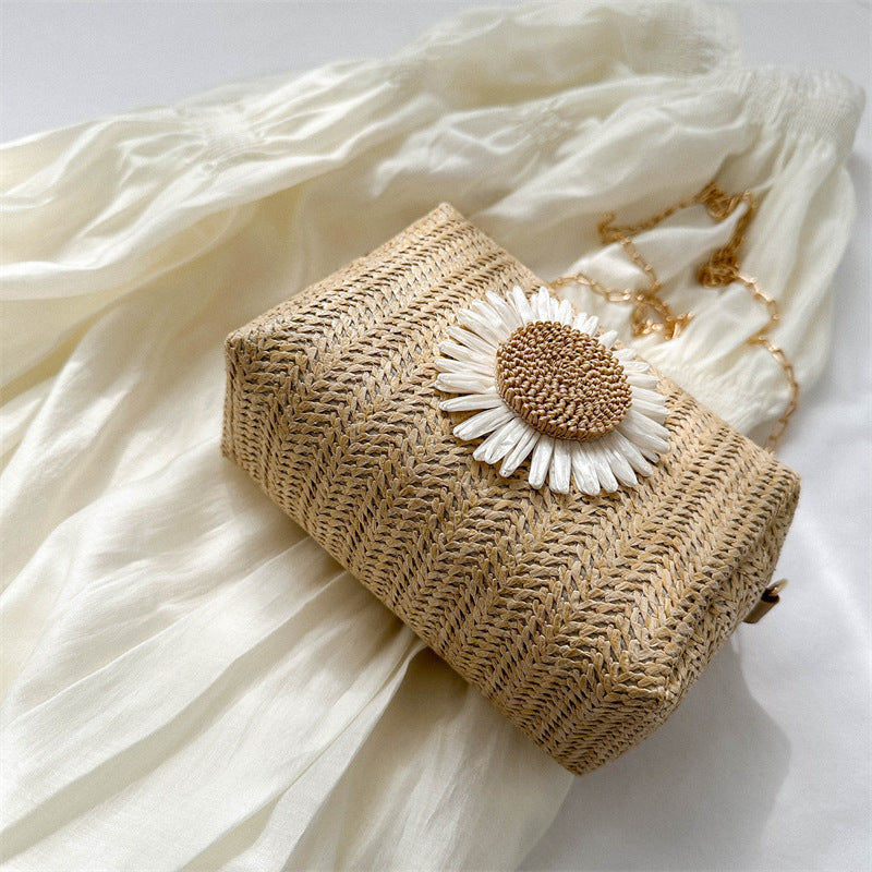Bolsas de vacaciones de flores tejidas de paja al por mayor