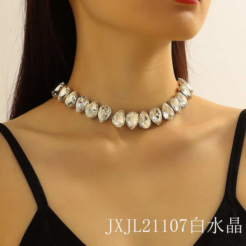 Wholesale Multilayer Colorful Water Drop Crystal Necklaces