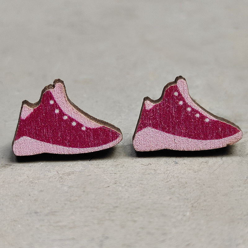 Venta al por Mayor Aretes 2 Pares Madera Acero Pin Estilo Deportivo OLY-ES-HY002