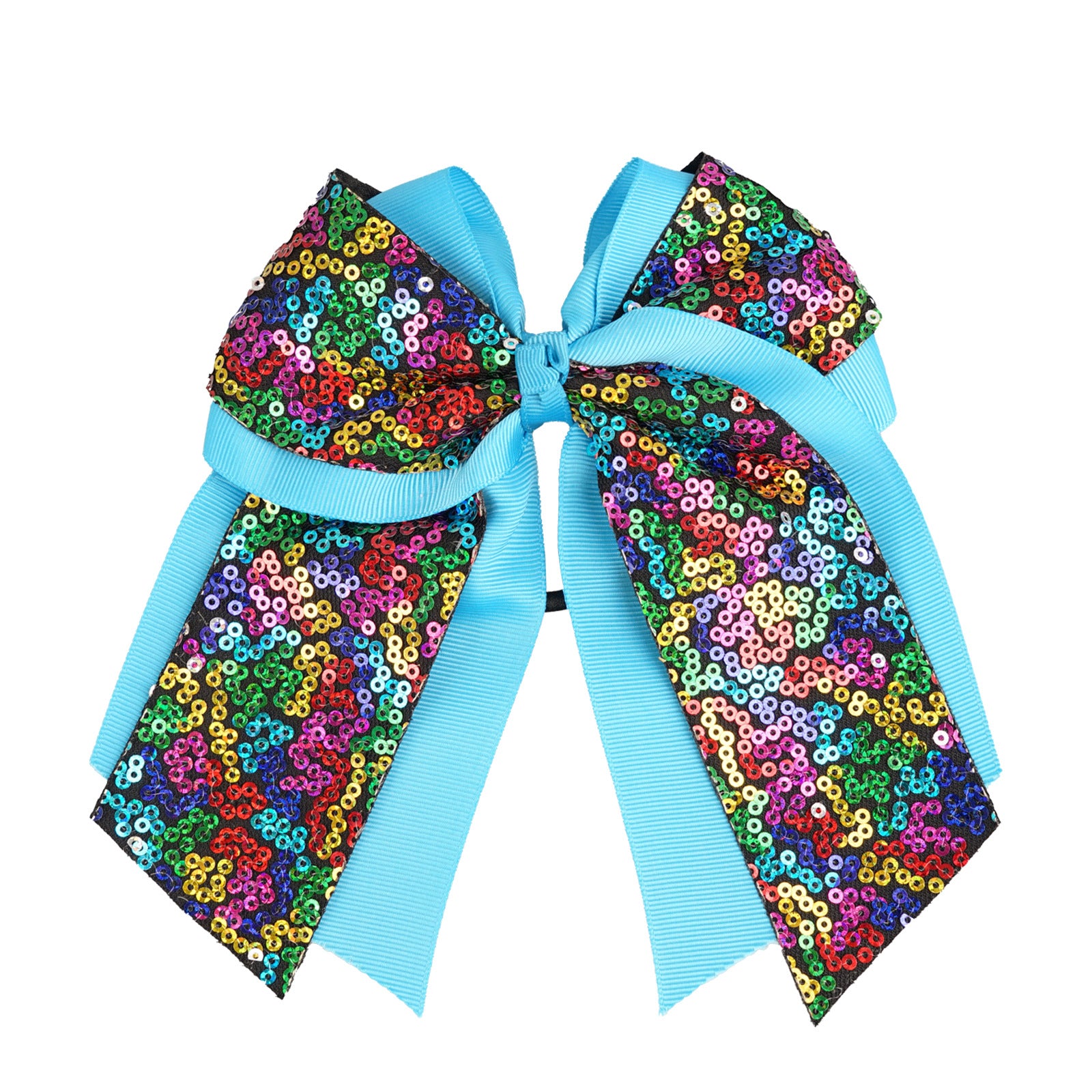 Wholesale 6inch Double Layer Large Swallowtail Sequin Bow Hair Tie