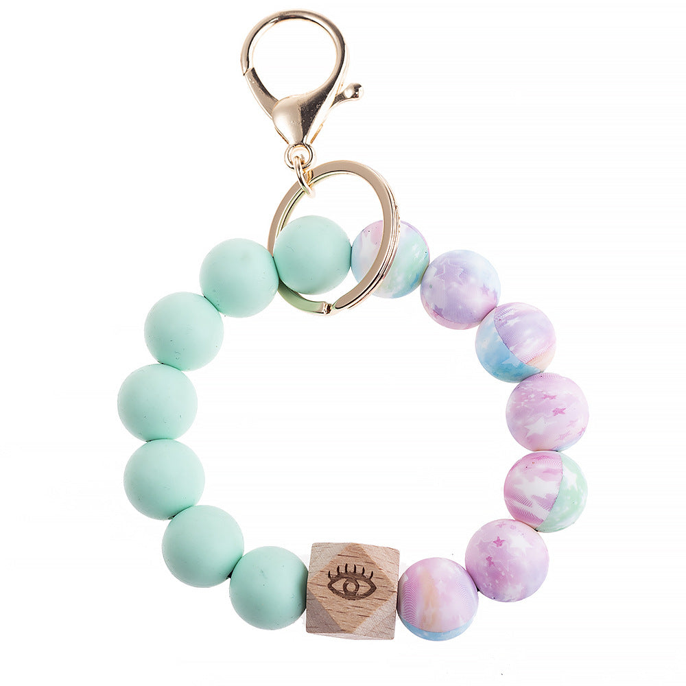 Wholesale Camouflage Silicone Beaded Wrist Keychains