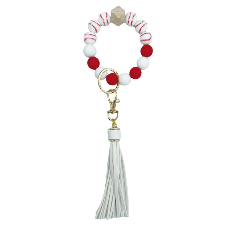 Venta al por mayor de madera de haya, marca de madera, pulsera de silicona, pulsera, llavero