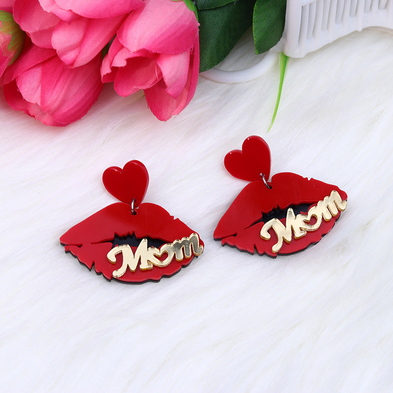 Wholesale Mother's Day Acrylic Heart Earrings