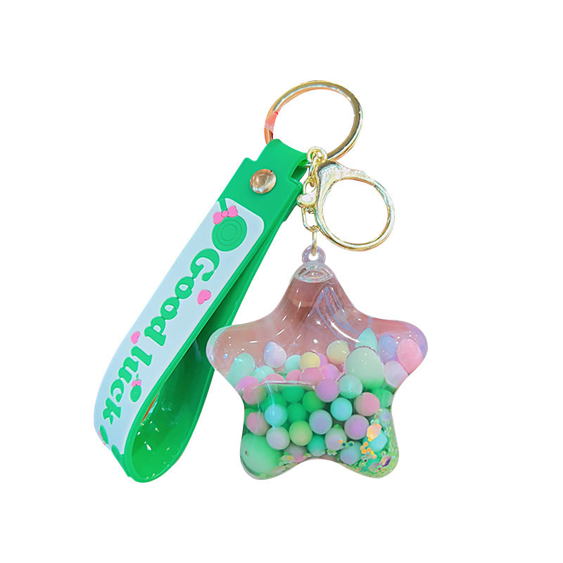 Wholesale Acrylic Green Liquid Into The Oil Quicksand Bottle Series Key Chain