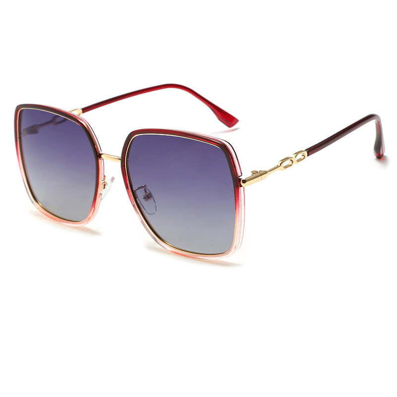 Venta al por mayor marco grande protección UV sombrilla PC señoras gafas de sol