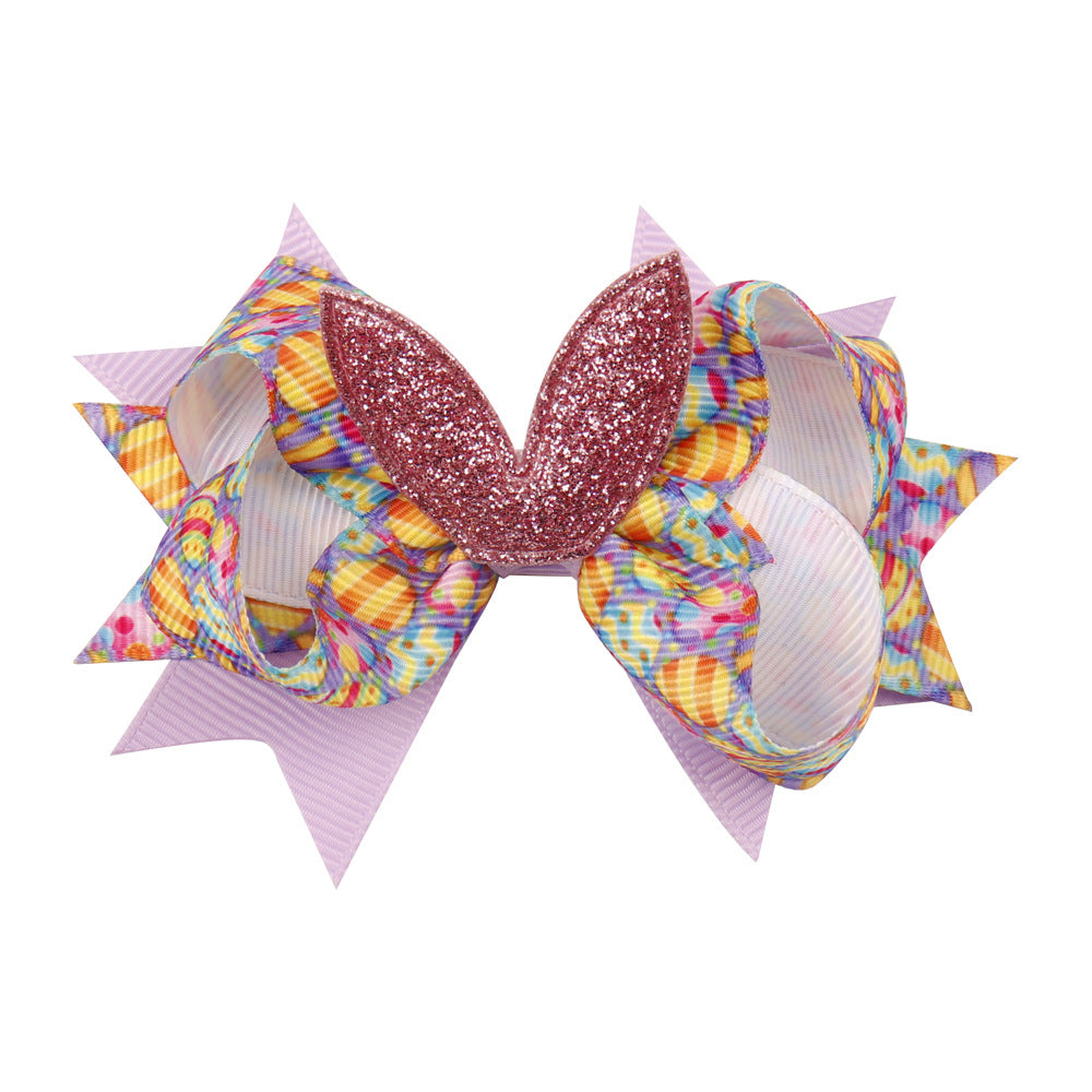 Wholesale Easter Kids Bows Cloth Hair Clips