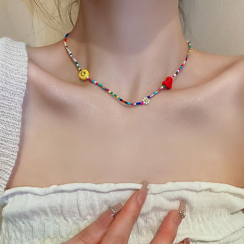 Wholesale Crystal Pearl Flower Heart Plastic Beaded Necklaces