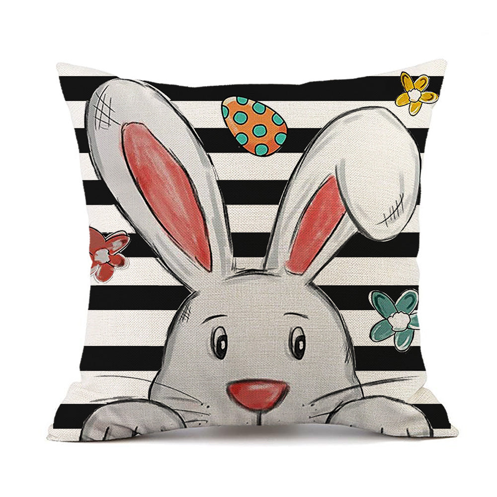Comercio al por mayor Pascua camión huevo conejito impresión lino tiro funda de almohada