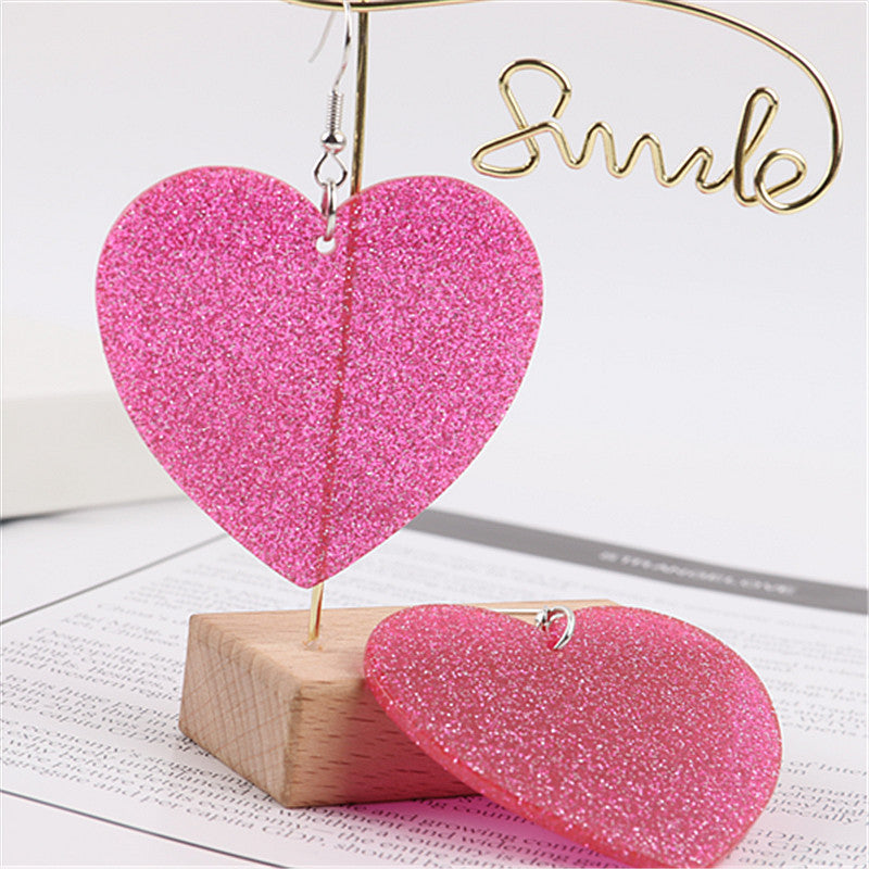 Wholesale Valentine's Day Glitter Heart Acrylic Earrings