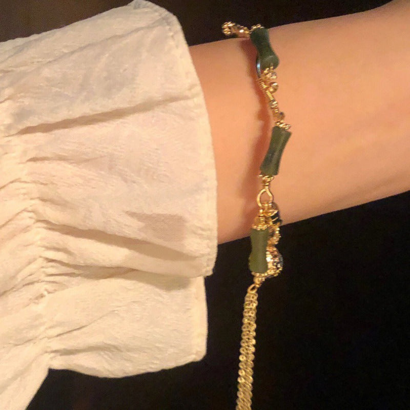 Wholesale Olive Green Bamboo Bell Alloy Bracelet