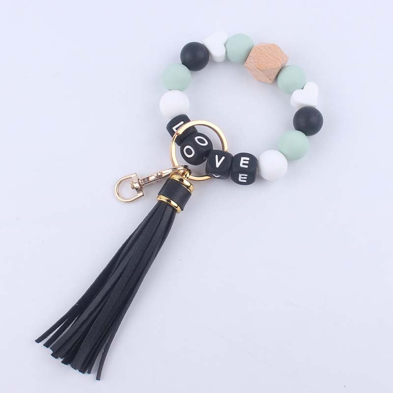 Wholesale Tassel Leather PU Silicone Beaded Wrist Keychains