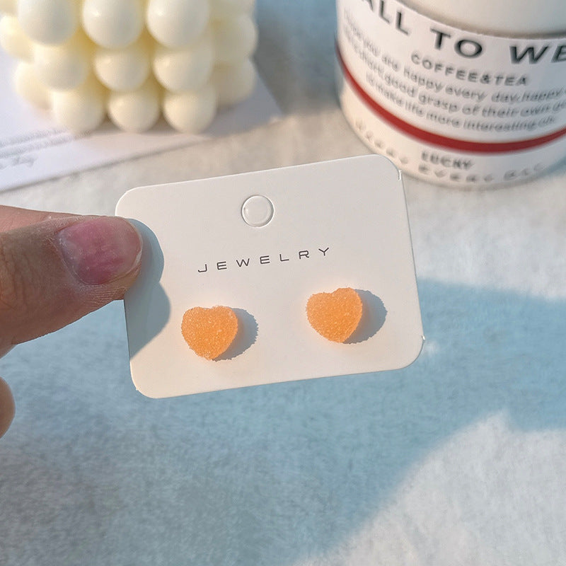 Wholesale Small Fresh Love Sweet Girl Style 925 Silver Needle Resin Earrings