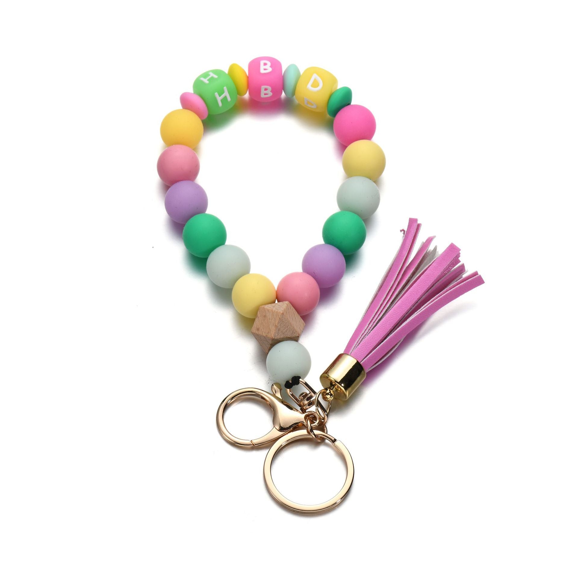 Wholesale Luminous Color Silicone Beaded Wrist Keychain
