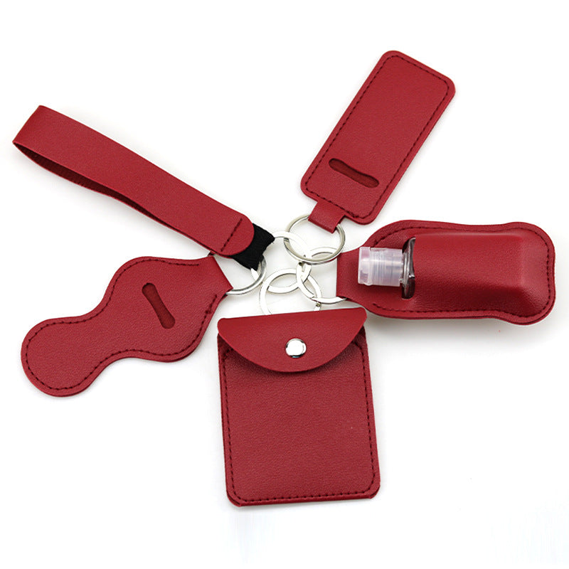 Wholesale PU Hand Sanitizer Bottle Leather Case Keychain