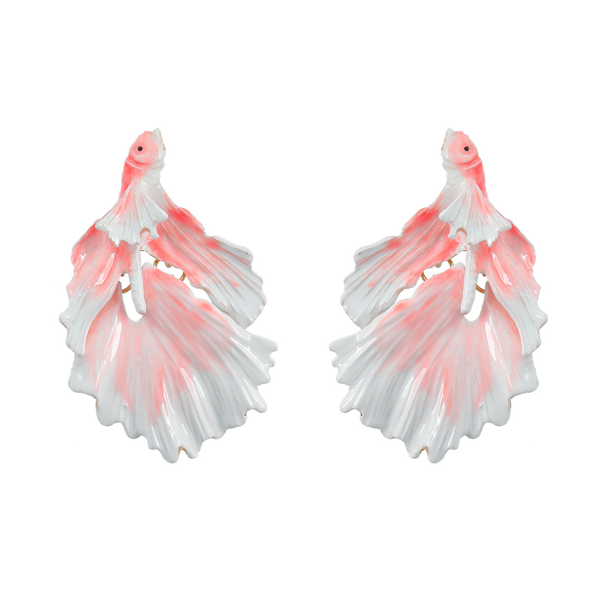 Pendientes de aleación de peces dorados al por mayor de aceite de gorro