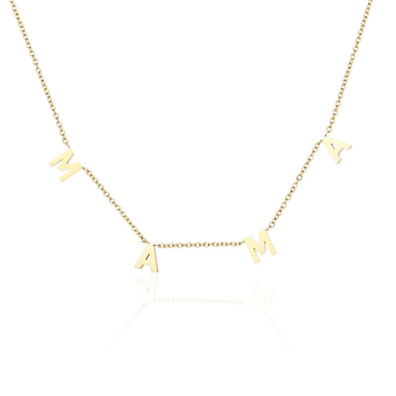 Venta al por mayor LOVE MAMA NANA regalo del día de la madre collar de acero de titanio