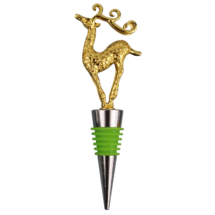 Wholesale DIY Golden Deer Household Zinc Alloy Red Wine Bottle Stoppers