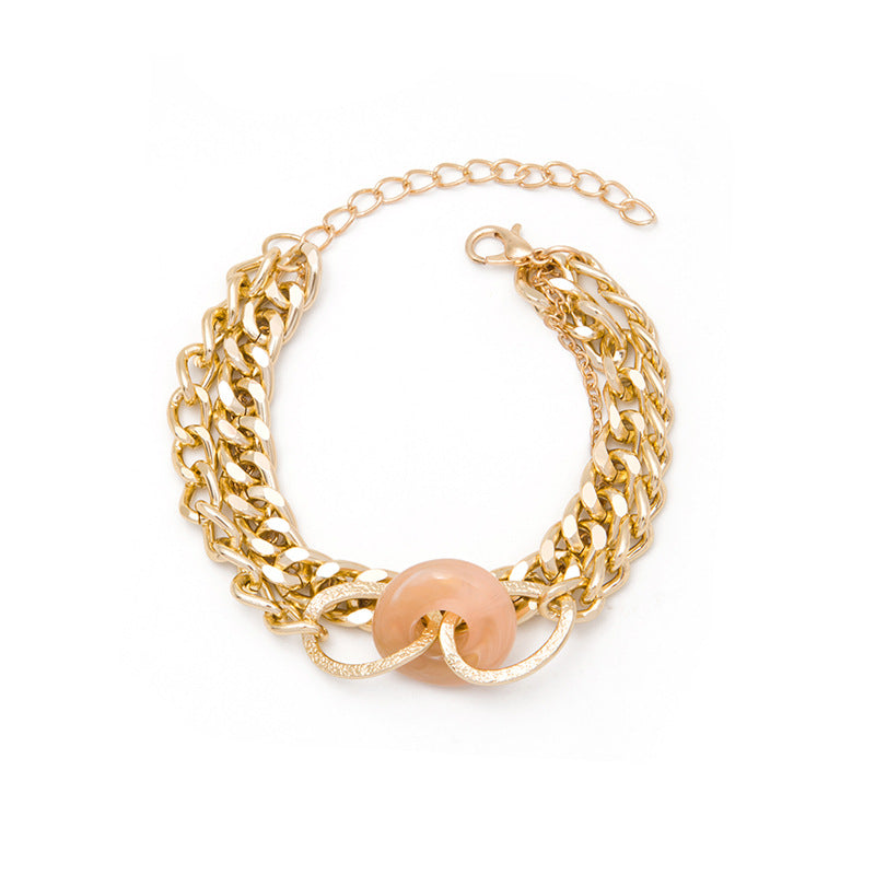 Wholesale Multilayer Vintage Chain Pearl Resin Bracelet