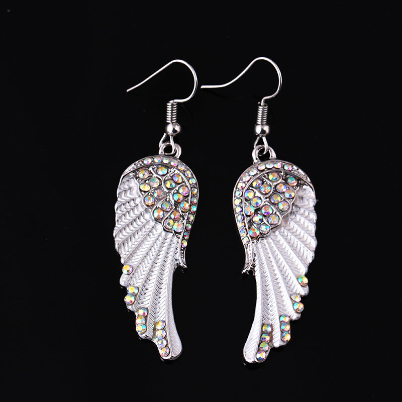 Wholesale Angel Wings Rhinestone Alloy Earrings