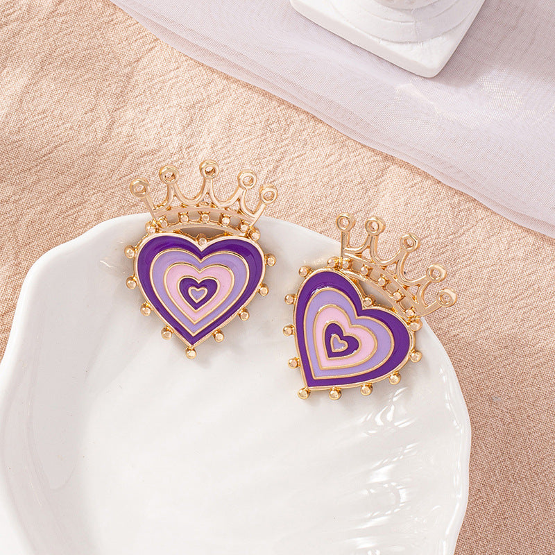 Wholesale Crown Heart Alloy Earrings