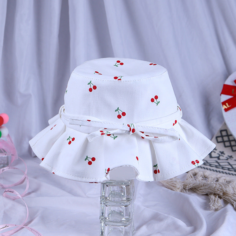 Sombrero de pescador para niños con volantes y lazo de algodón al por mayor