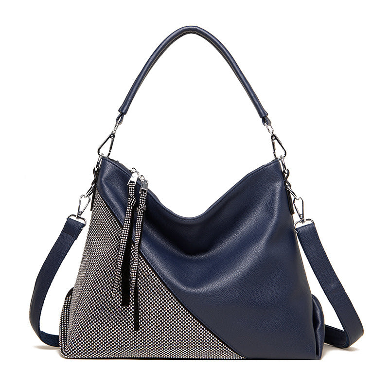 Wholesale Diamond Contrast Color Autumn Large Capacity PU Shoulder Bag