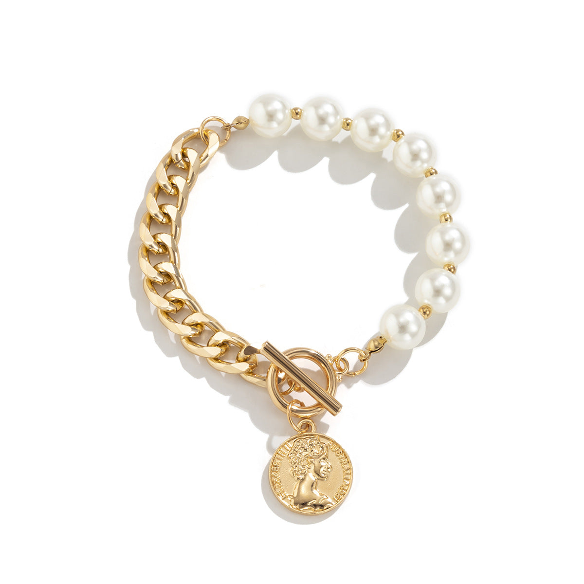 Wholesale Pearl Heart Moon Hand Alloy Bracelet