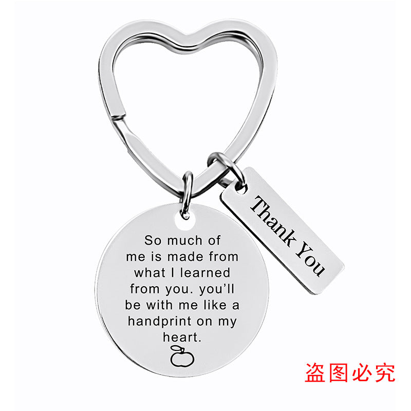 Wholesale Teacher's Day Stainless Steel Keychain Thanksgiving