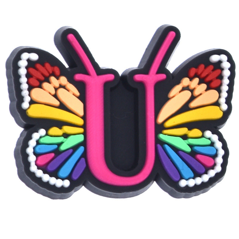 Al por mayor 100 PCS PVC Cartoon Butterfly Alphabet Diy Hebillas