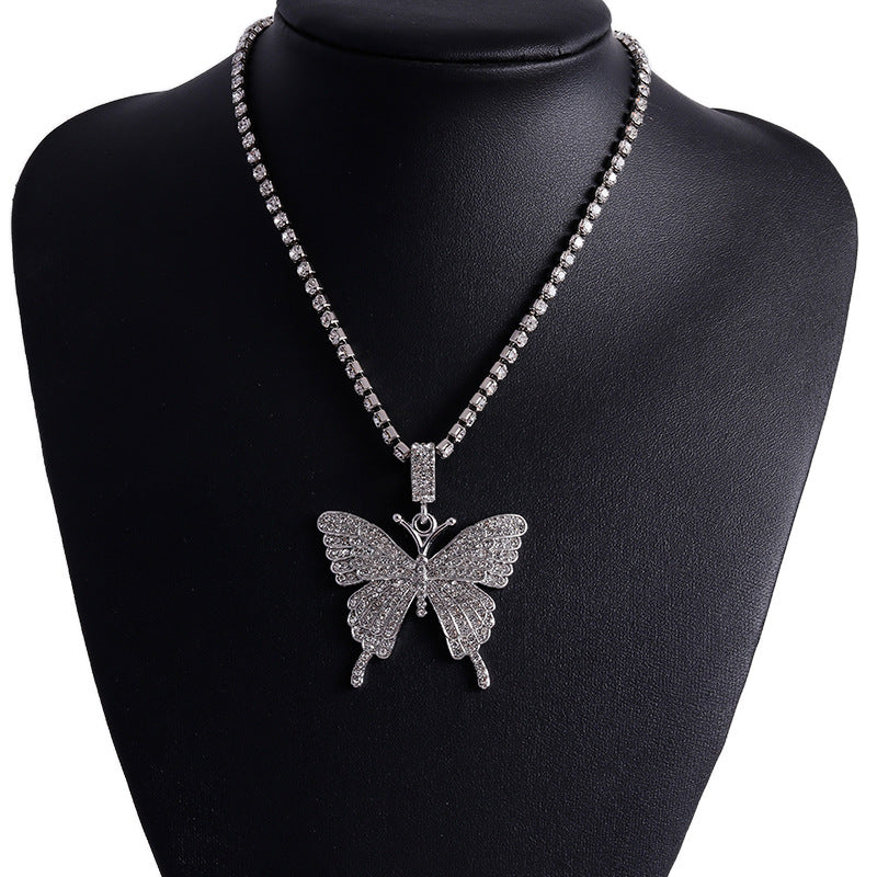 Wholesale Jewelry Alloy Diamond Butterfly Necklace