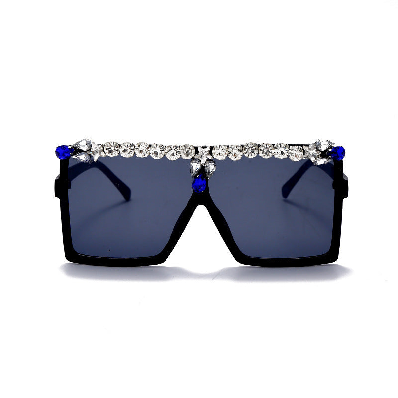 Wholesale Diamond Inlaid Square Large Frame PC Sunglasses