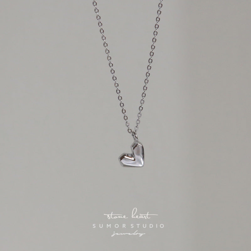 Wholesale Geometric Faceted Heart Pendant Copper Necklace