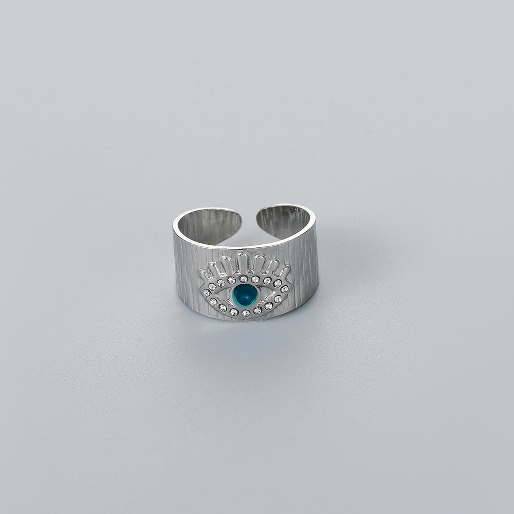 Wholesale Men's Titanium Steel Blue Eyes Rings