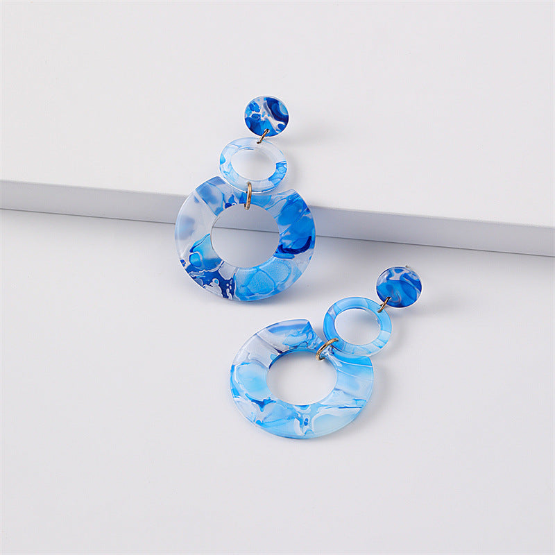 Wholesale Jewelry Round Stitching Acrylic Earrings