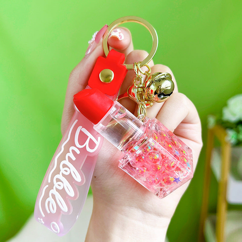 Wholesale Oil Infused Bubble Bead Lipstick Acrylic Keychains