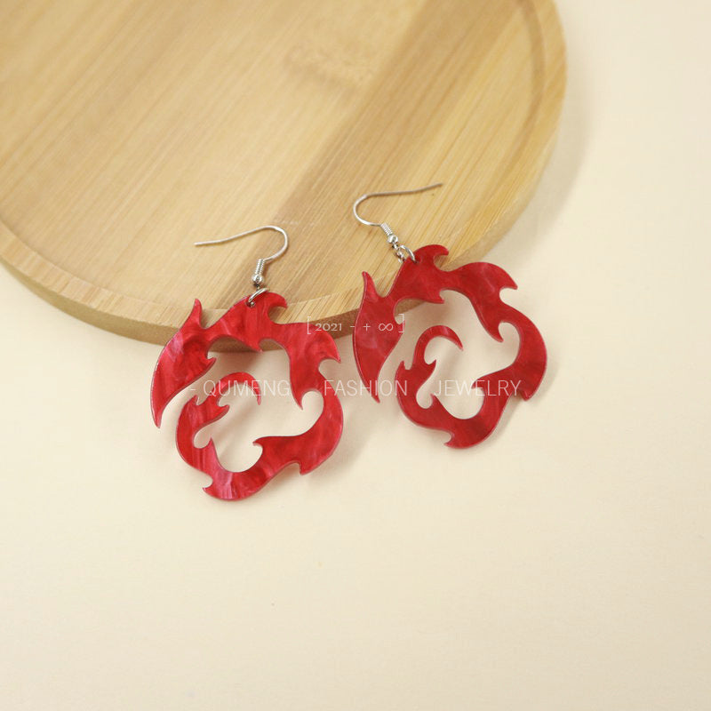 Wholesale Earrings Acrylic Vintage Flame Hearts