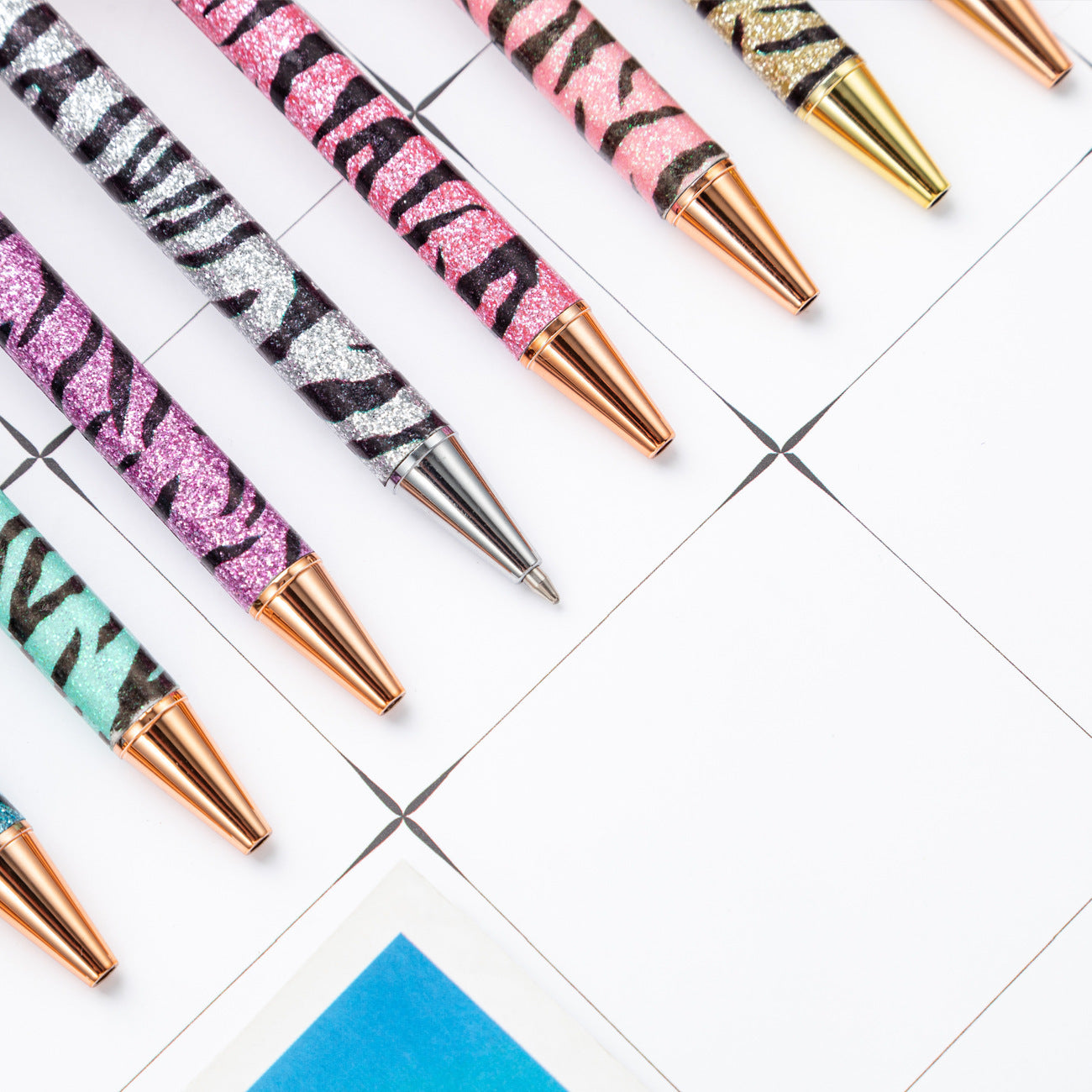 Wholesale Metal Zebra Pattern Gold Powder Bouncing Ballpoint Pen
