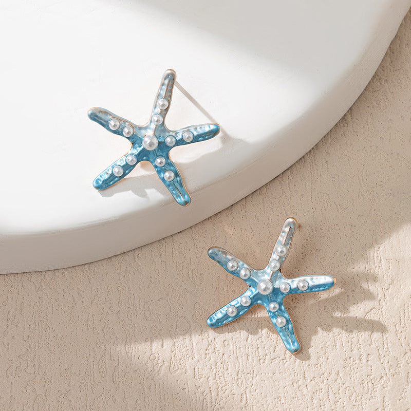 Wholesale Ocean Breeze Starfish Gradient Alloy Ear Studs