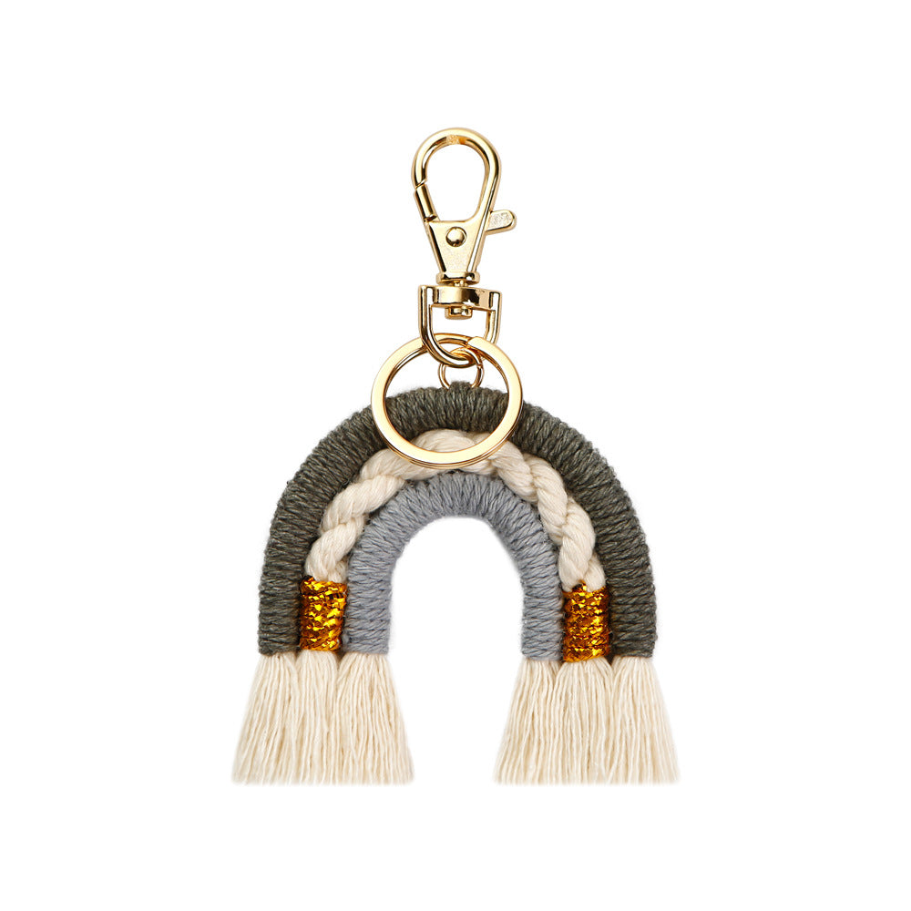 Colgante de llavero tejido a mano personalizado con arcoíris al por mayor