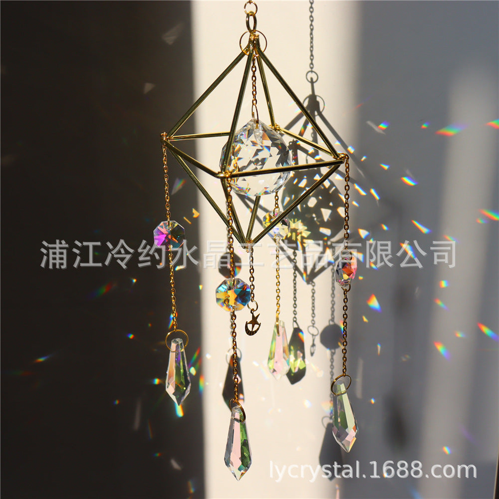 Venta al por mayor de cristal blanco Sun Catcher Moon Star Sun Garden Crystal Ornament
