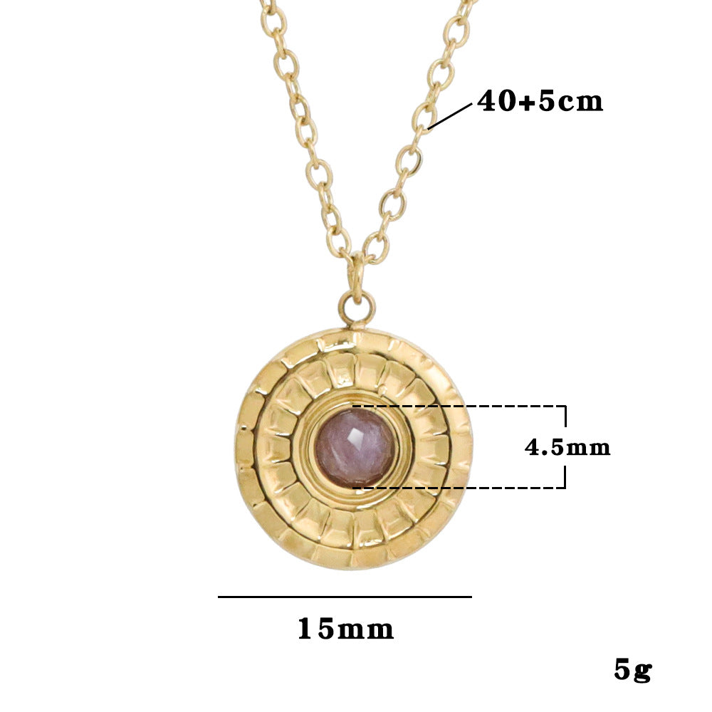 Wholesale 20PCS Natural Stone Titanium Steel Vintage Multi-layered Glitter Necklace