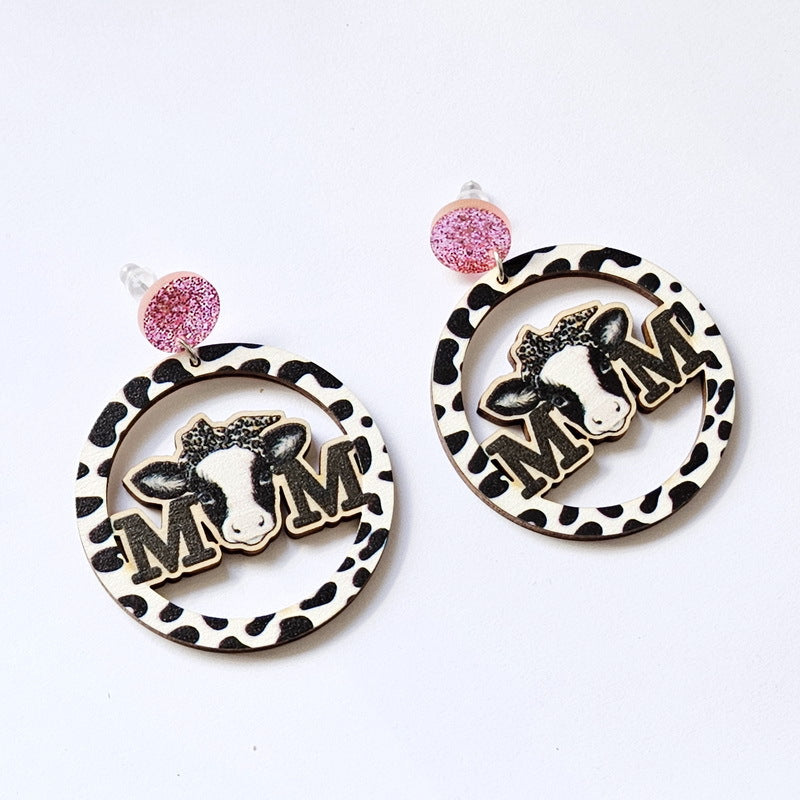 Wholesale Sunflower Daisy Butterfly Leopard Cow Wood Earrings