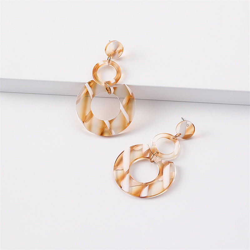 Wholesale Jewelry Round Stitching Acrylic Earrings